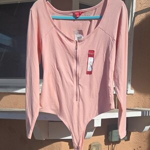 Guess Light Pink Zipper Bodysuit